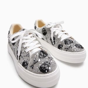 Betsey Johnson Silver Glitter Sneakers
